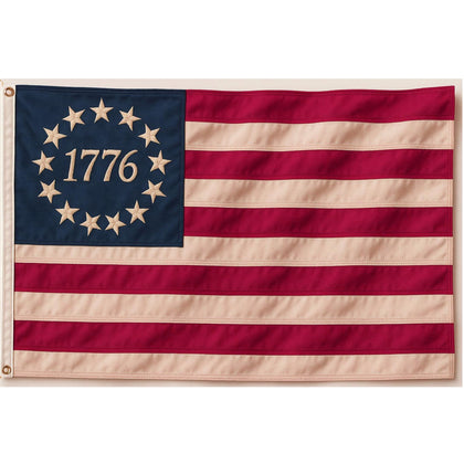 Morigins Betsy Ross flag tea-stained 3x5; durable outdoor decor for porches and patios.