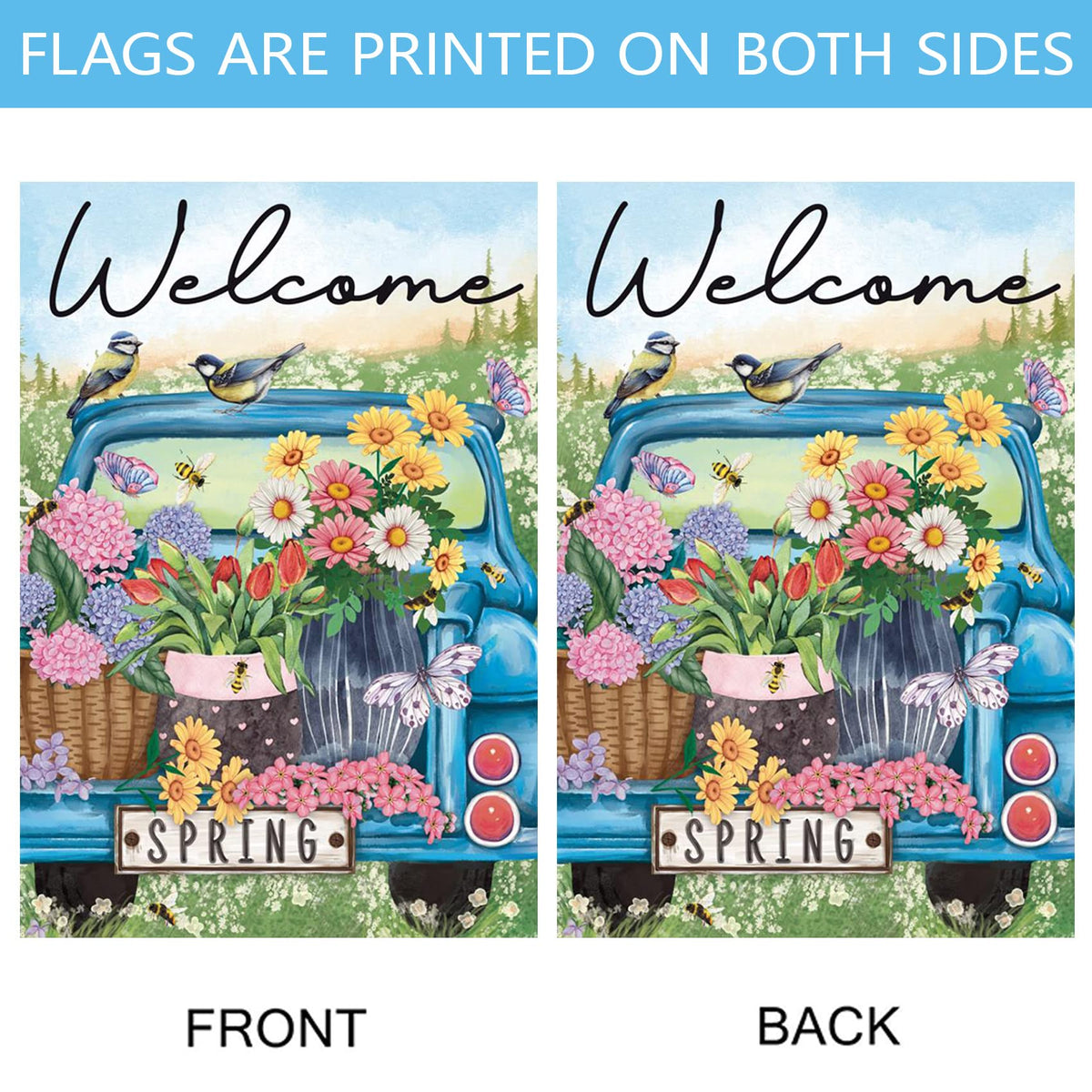 Morigins daisy-flowers garden flag elevates garden spaces with bright color.