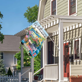 Morigins sewn-in sleeve flag design makes seasonal swaps easy.
