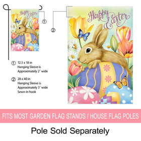 Morigins Spring Tulips yard flag, side view enhances curb appeal outdoors.