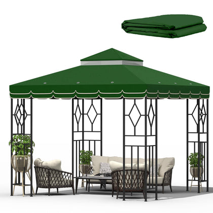 Morikoro 10x10 canopy replacement top green with lace providing shade and UV protection
