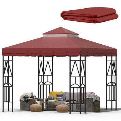 Morikoro 10x10 canopy replacement top in red lace for shade and style