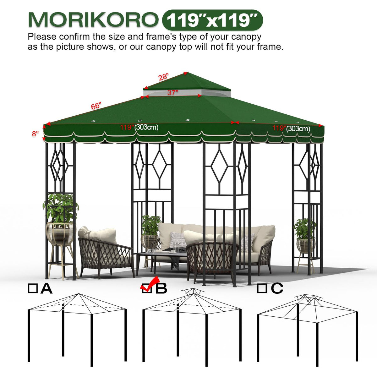Morikoro double-tier gazebo roof design enhances airflow