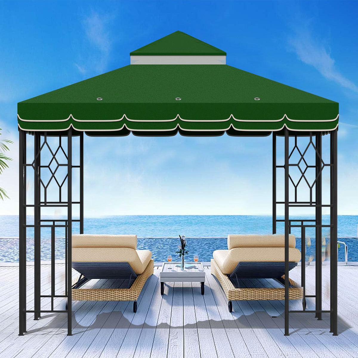 Morikoro canopy with 16 drainage holes prevents water pooling