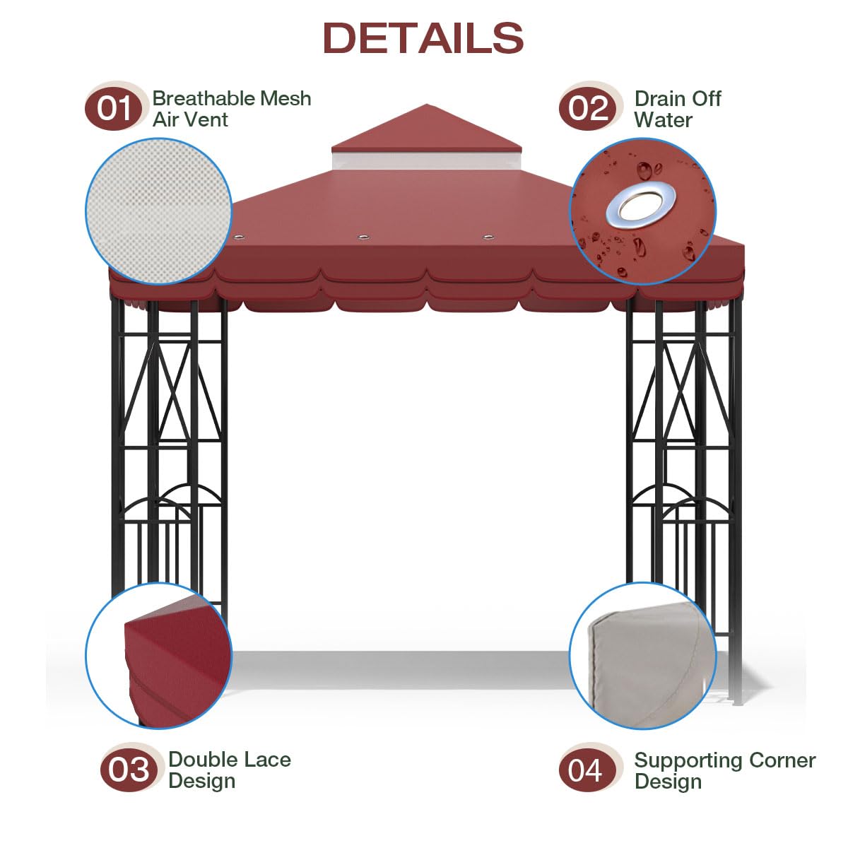 Morikoro Velcro straps demonstrate easy gazebo attachment
