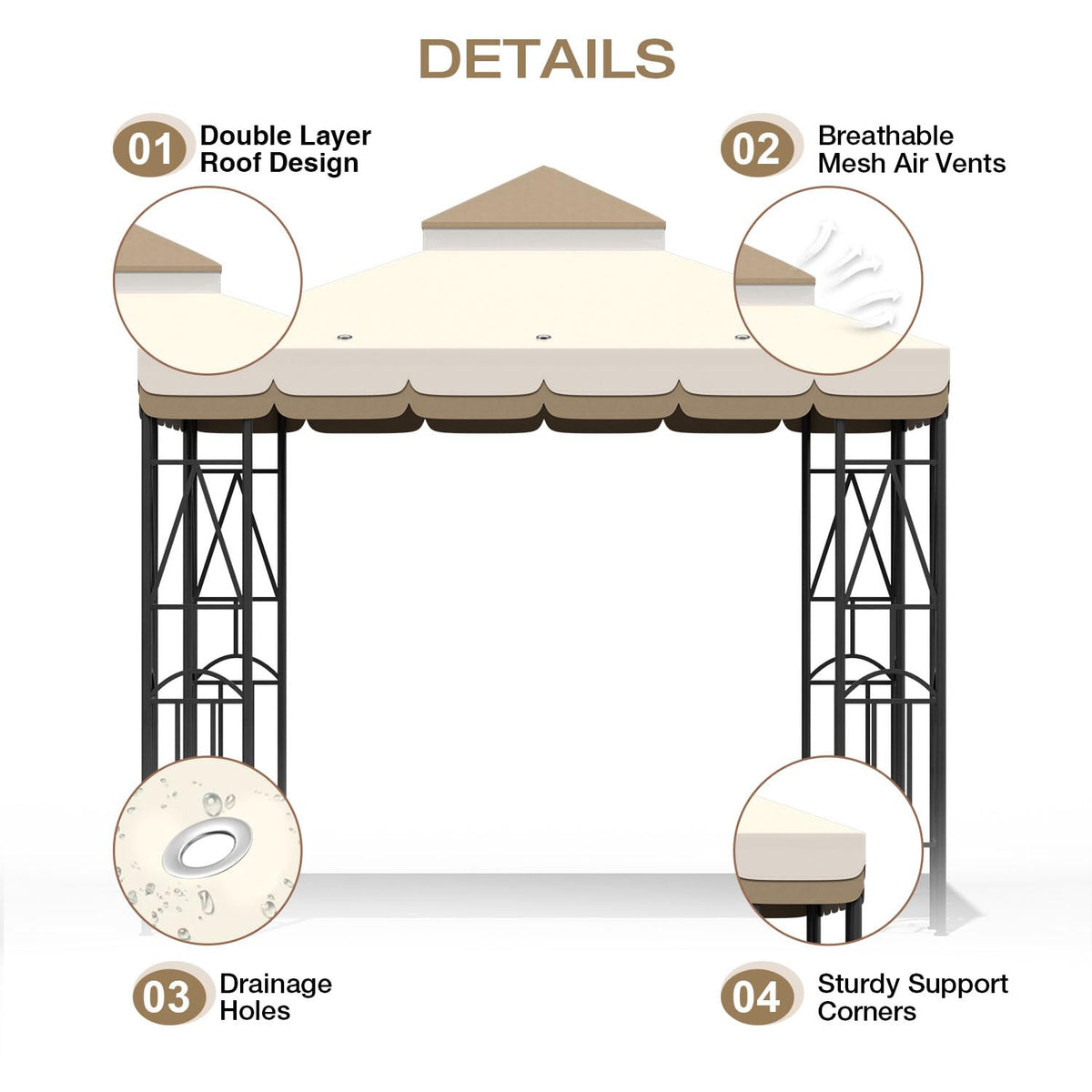 Morikoro UV blocking top with 300D Oxford fabric for durable outdoor shelter