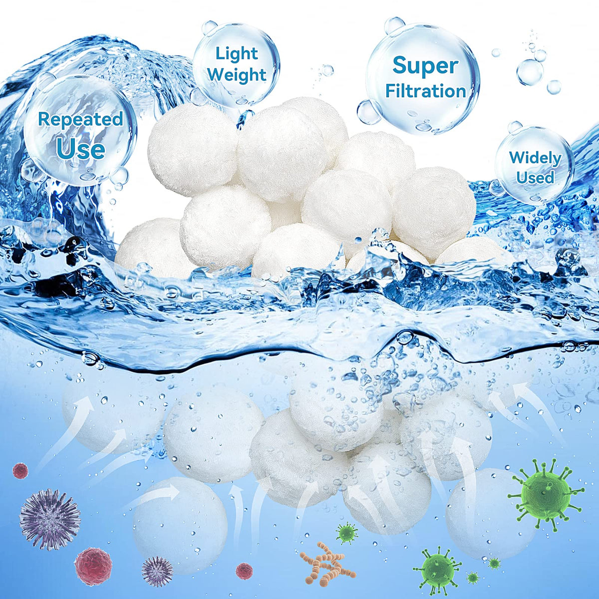 Moritakk filter balls in bag ready for reuse and cleaning.