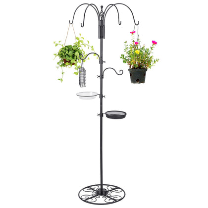 MorningRo adjustable shepherd hook stand with base ready for bird feeder display.