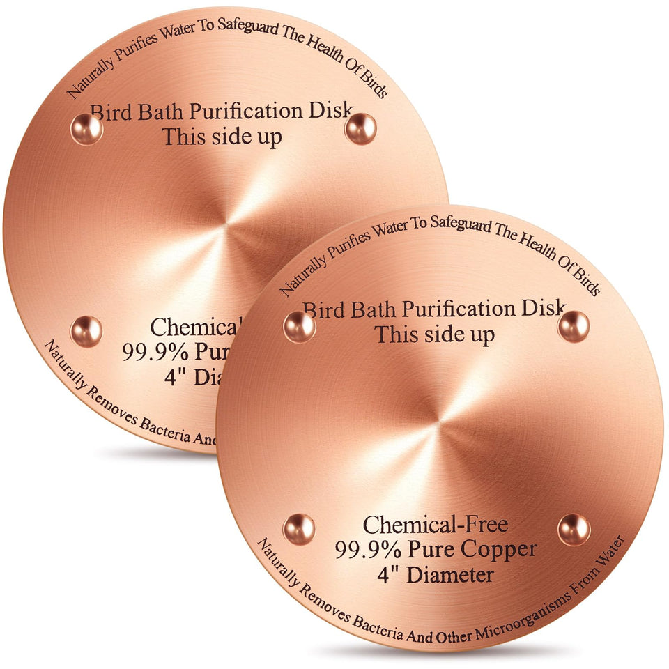MorningRo birdbath copper disc 4inch focuses on purification to help keep water clearer for visiting birds.