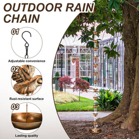 MorningRo brass rain chain 12 cups create gentle rainfall sounds