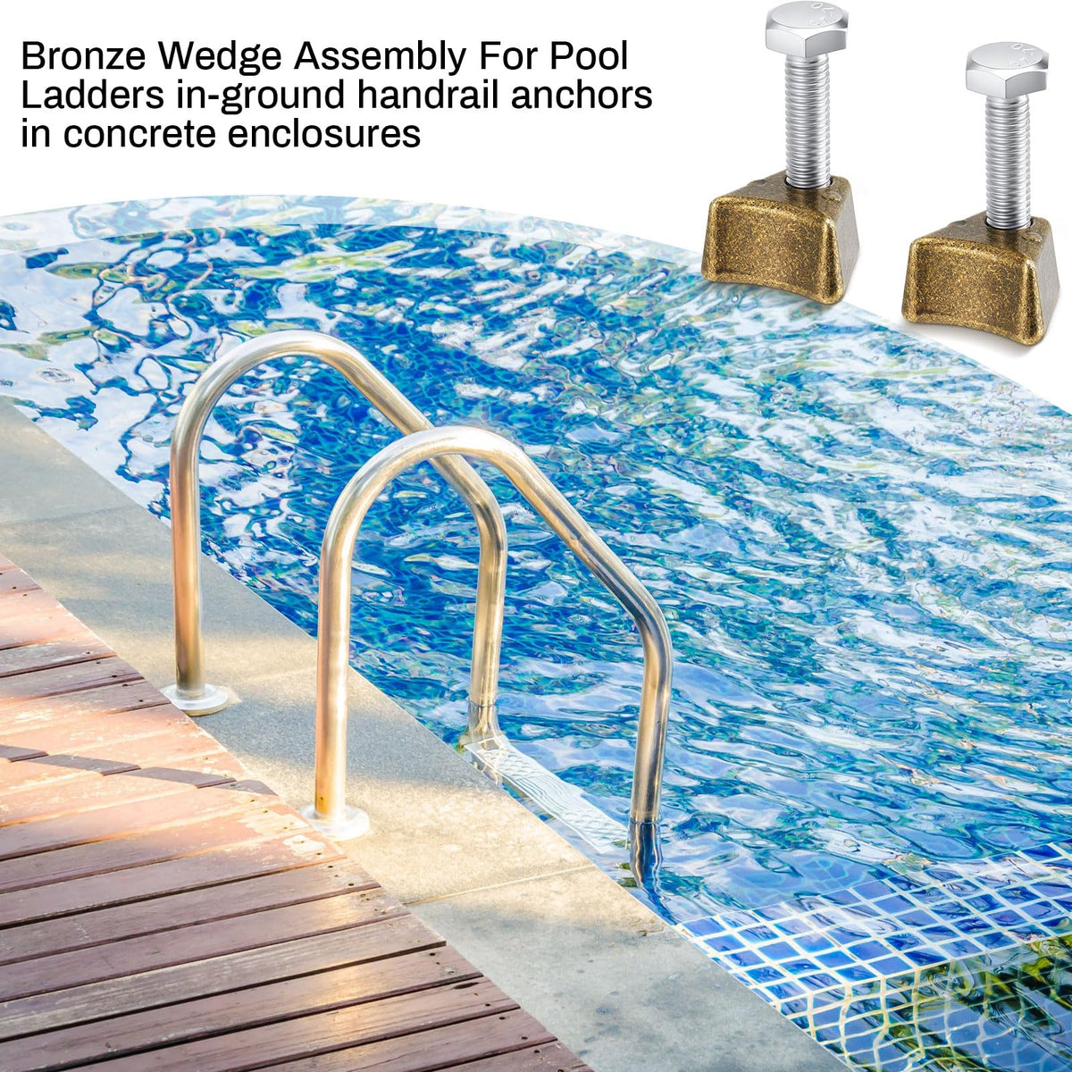 MorningRo bronze anchor secured at pool edge for stability.