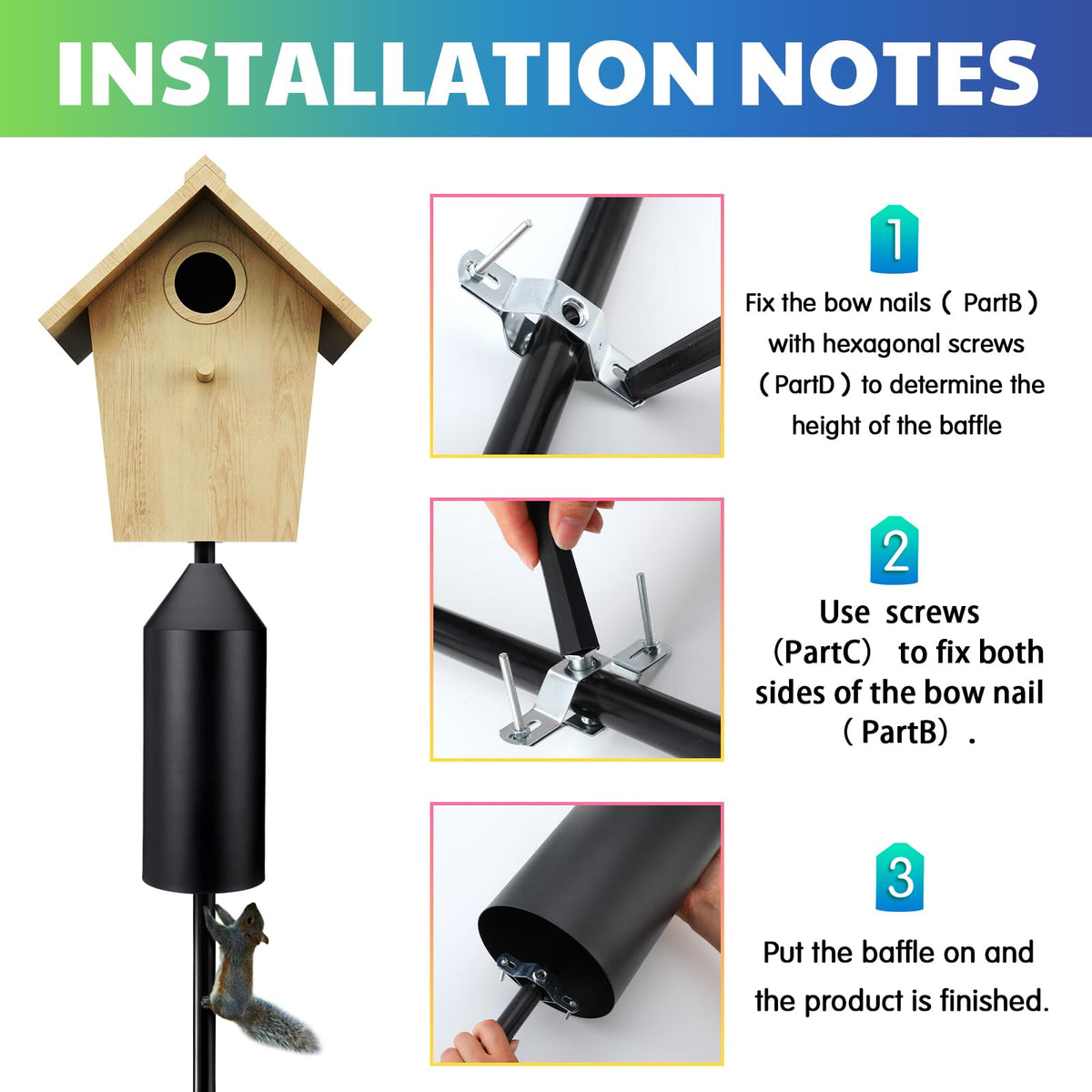 MorningRo garden setup with baffle protecting feeders