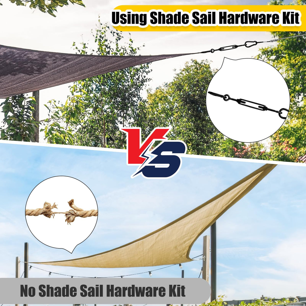 MorningRo installation setup illustrating complete shade sail mounting