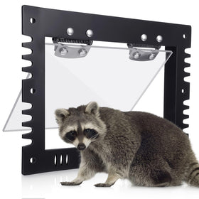 MorningRo large one-way excluder door frame keeps raccoons out while allowing safe exit.