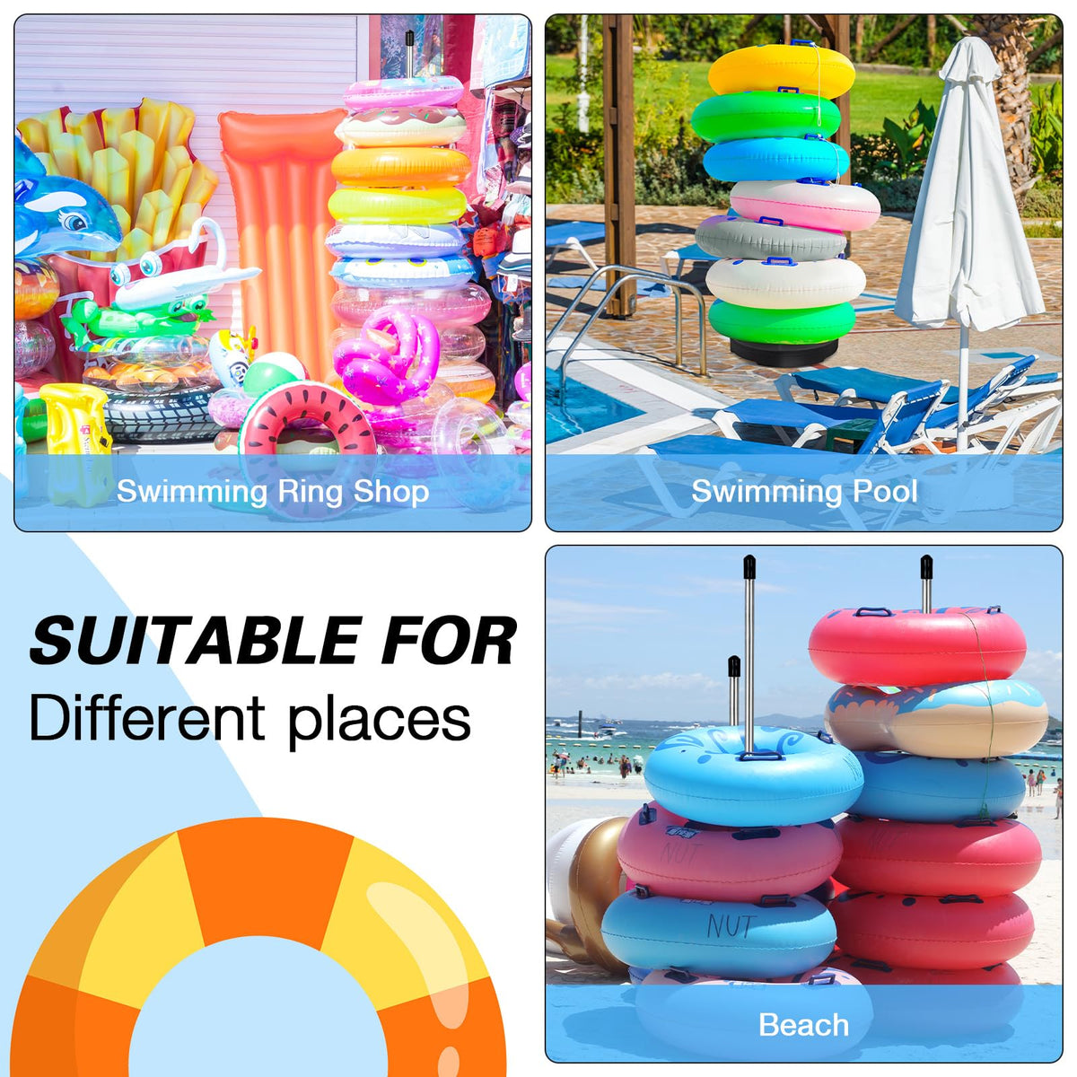 MorningRo organized pool deck with rings and towels neatly stored