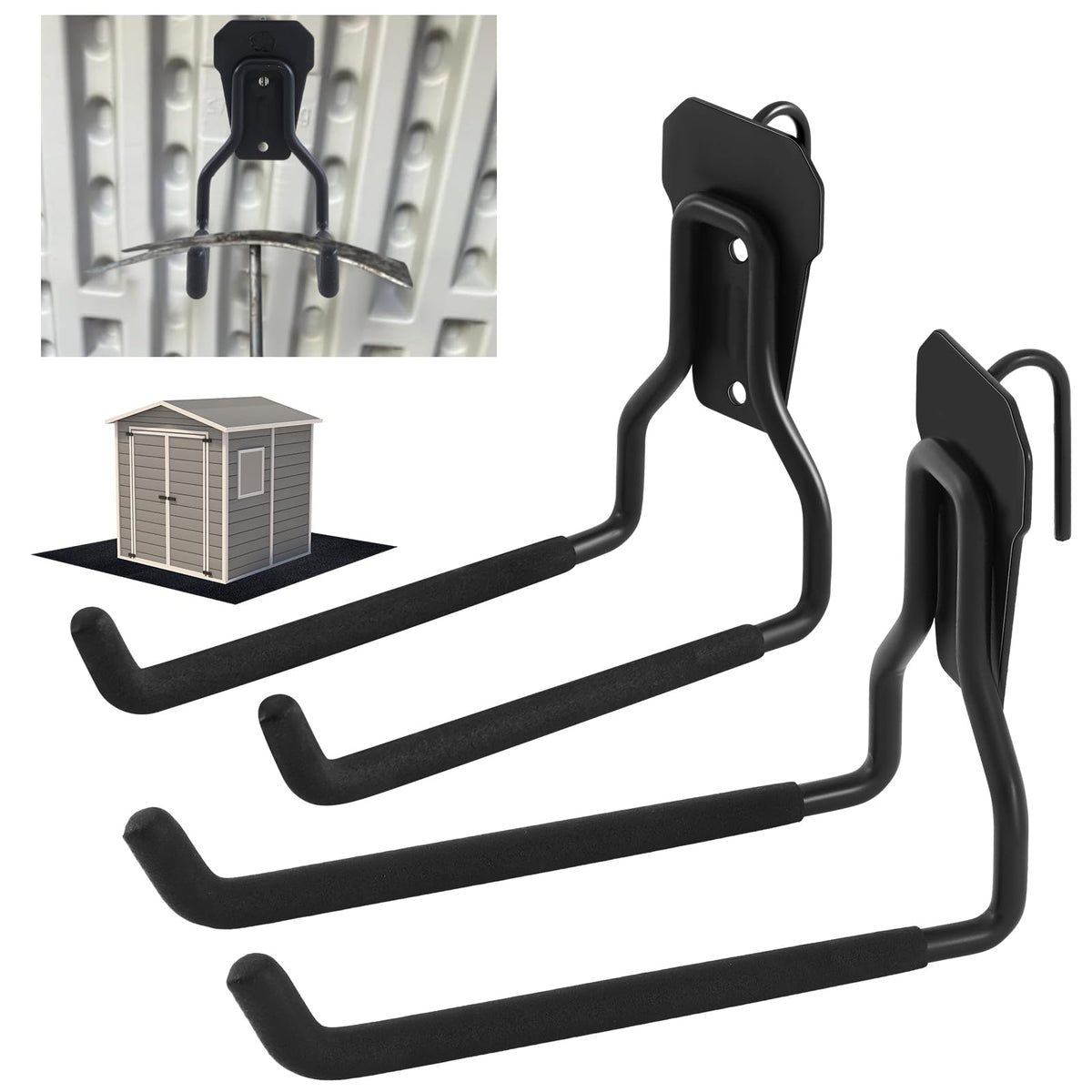 MorningRo shed hooks 2-pack straight design keeps tools organized and off the floor