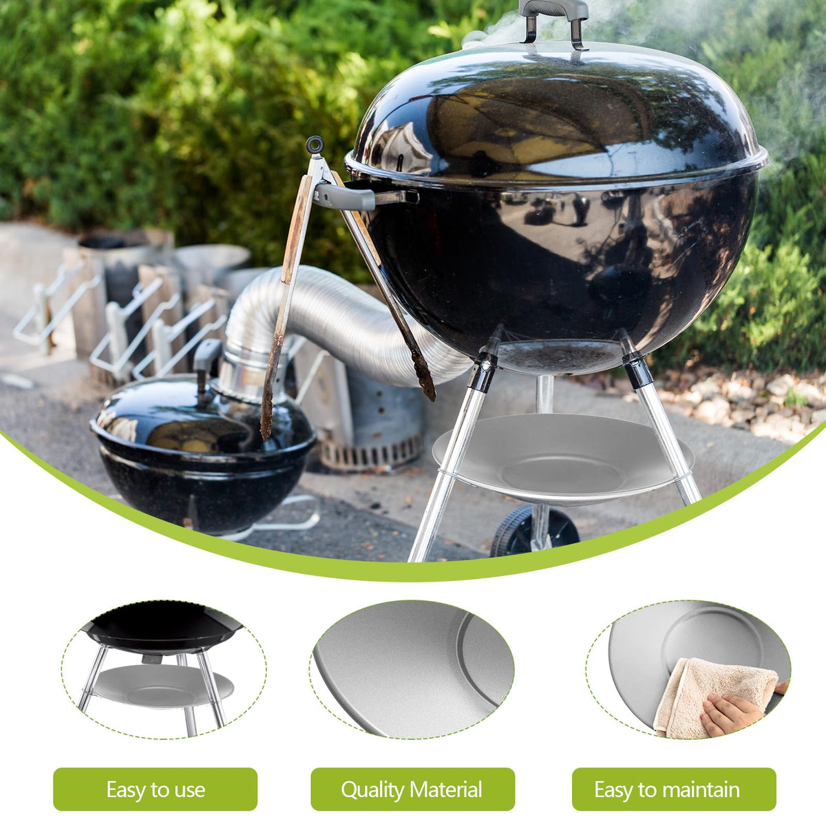 MorningRo silver metal ash tray showcases sturdy construction for reliable grill maintenance