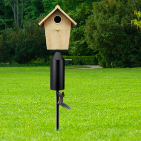 MorningRo squirrel baffle on a bird feeder pole deterring intruders