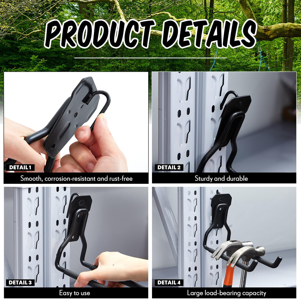 MorningRo stainless steel tool hooks durable design resists rust in busy sheds