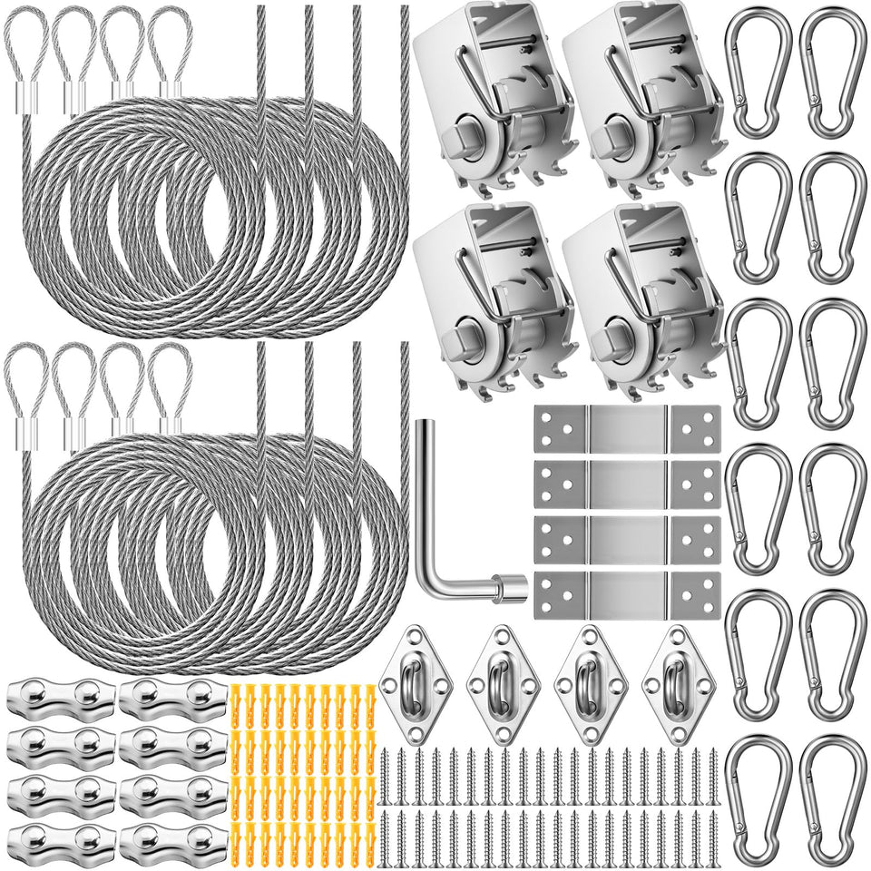MorningRo sun shade hardware kit steel cables for durable tensioning in outdoor shade setups.