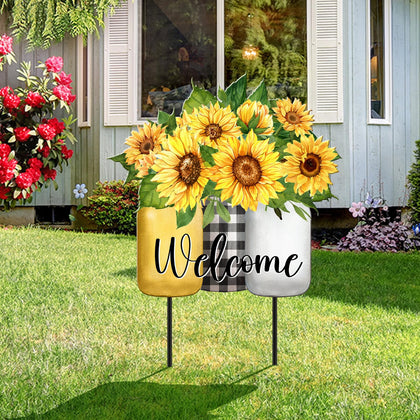 MorningRo sunflower yard sign 26-inch enhances curb appeal for outdoor gardens and patios.