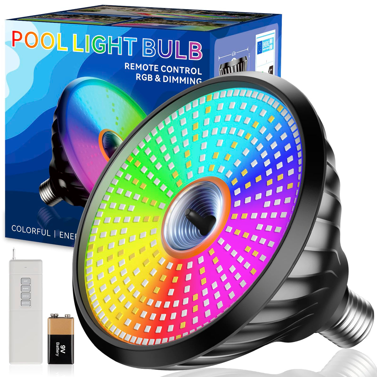 MORSEN pool light bulb rgb with remote control for vivid nighttime color