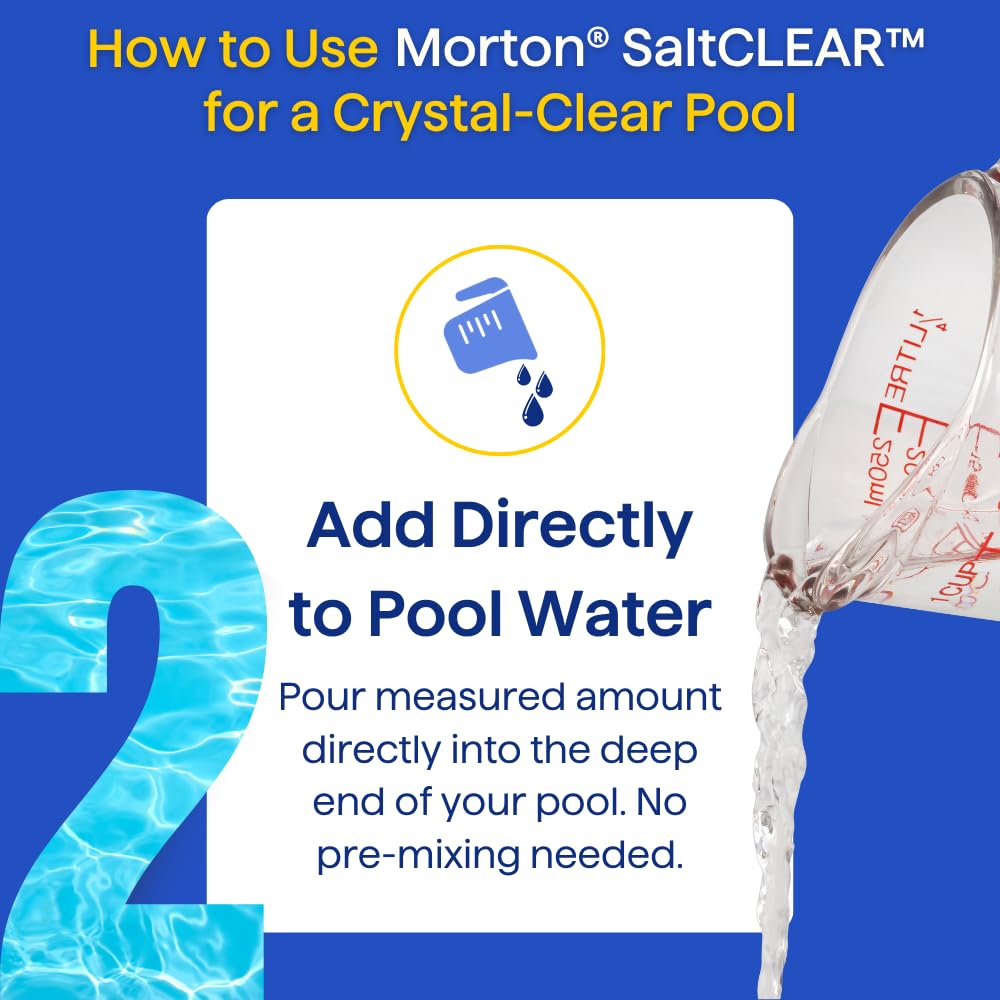 Morton SaltCLEAR works with all pool types including chlorine and salt systems