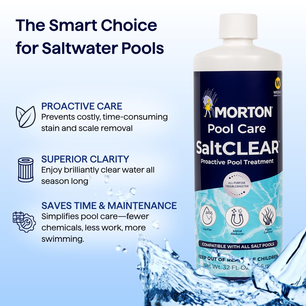 Morton SaltCLEAR reduces debris to keep water sparkling