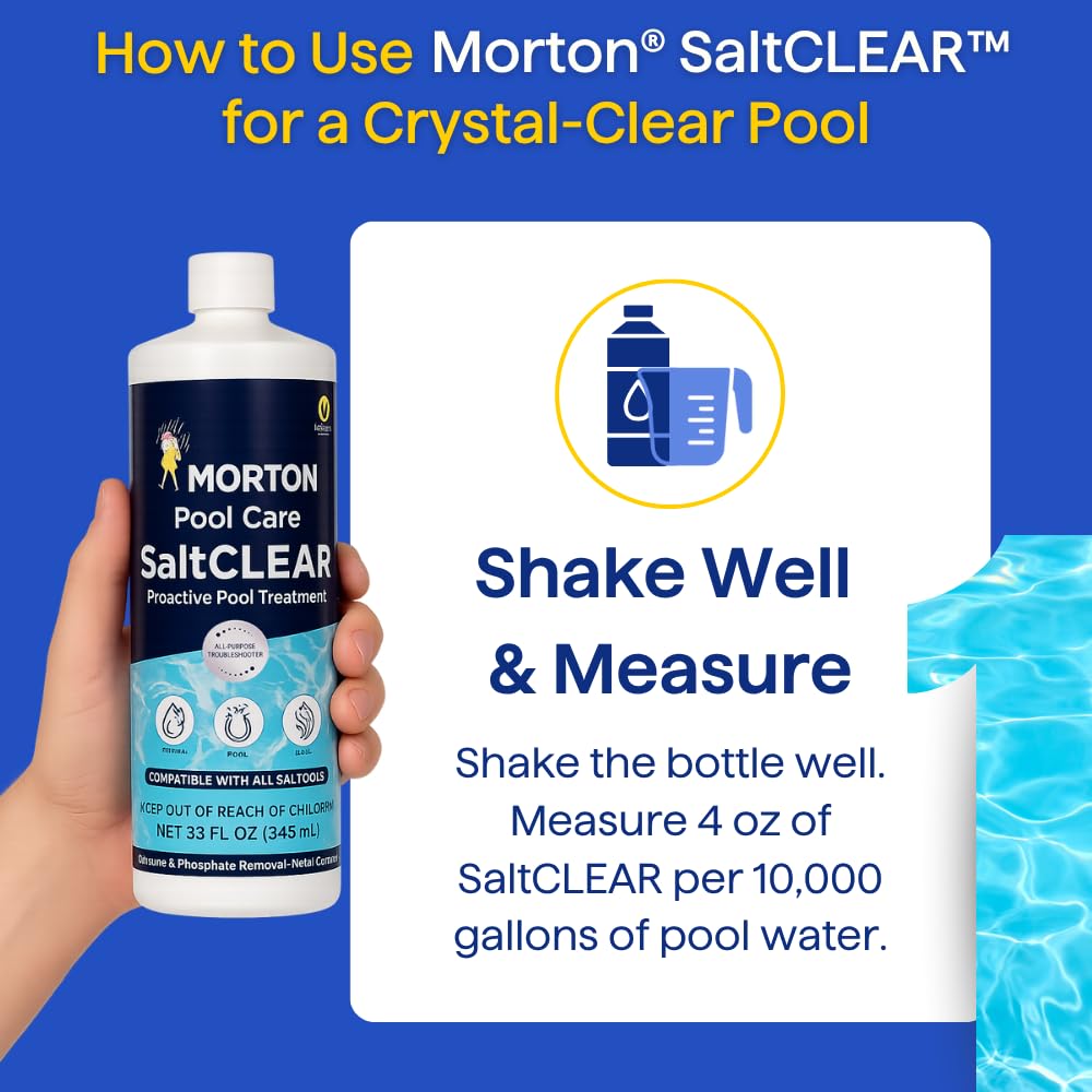 Morton SaltCLEAR protects pool surfaces and equipment from staining