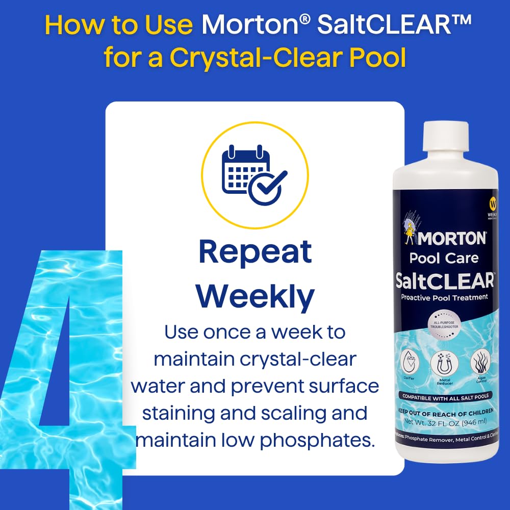 Morton SaltCLEAR weekly shake-and-pour setup shown for easy dosing