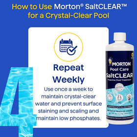 Morton SaltCLEAR weekly shake-and-pour setup shown for easy dosing