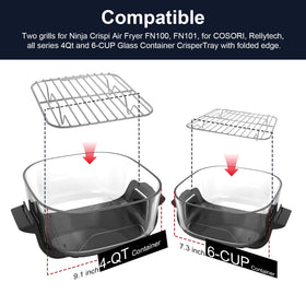 Moruiero Ninja Crispi rack small for 6-Cup glass containers, space-saving.