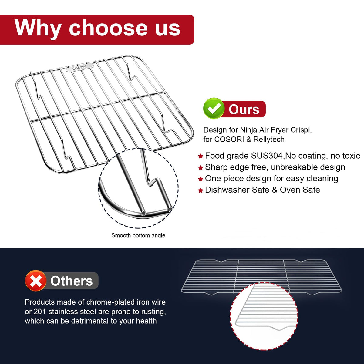 Moruiero SUS304 stainless steel, rust-resistant and non-toxic surface.