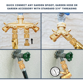 Morvat brass female quick connector closeup highlights easy installation with standard hoses.