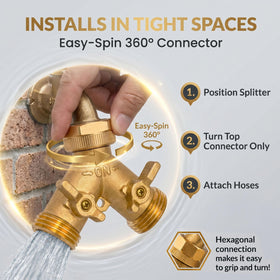 Morvat brass splitter with two valves demonstrates independent outlet control