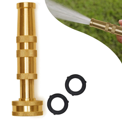 Morvat solid brass garden hose nozzle with ergonomic grip for durable watering.