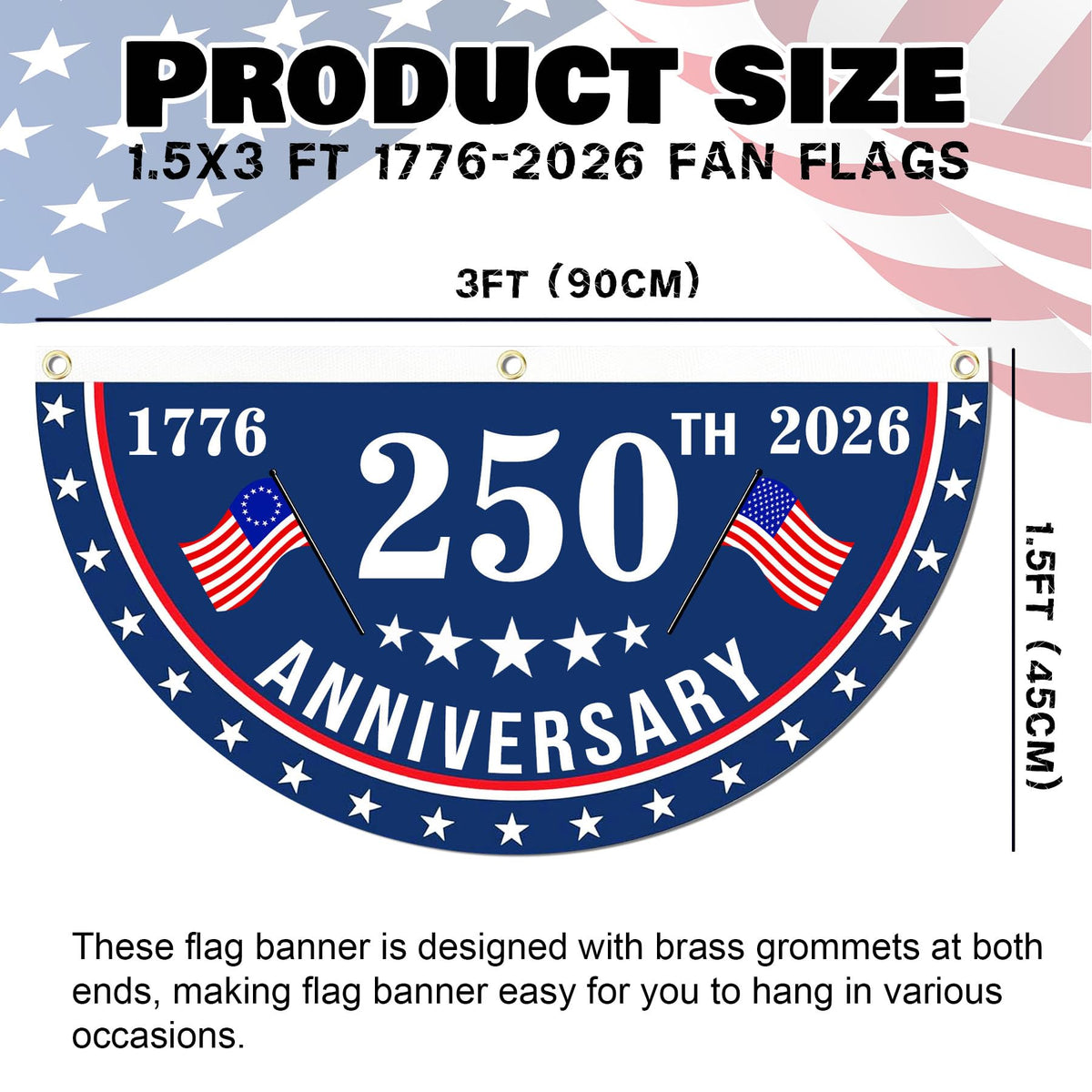 MOSADO 250th Anniversary Flag back view showing double-layer design.