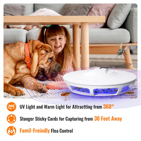 Mosalogic electric flea trap side view showcasing compact discreet placement in corners