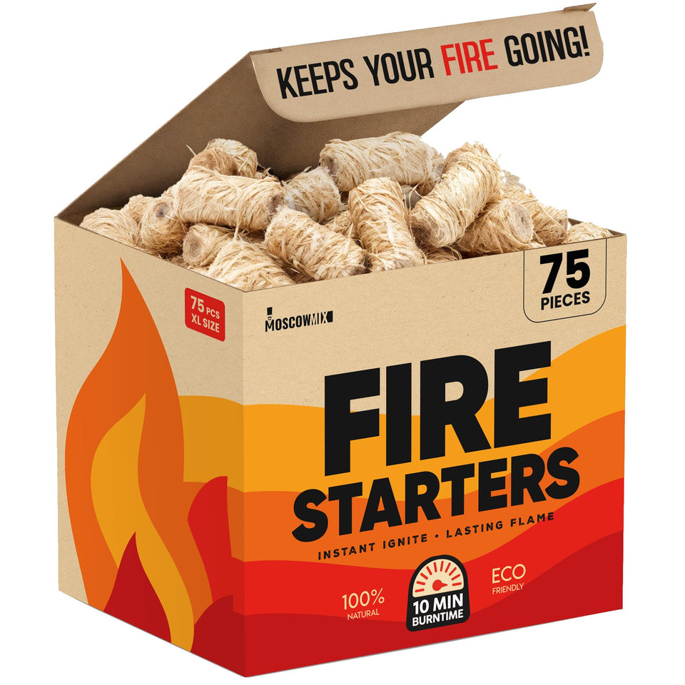 Moscow-Mix fire starter bulk pack ready for quick, convenient campfire lighting.