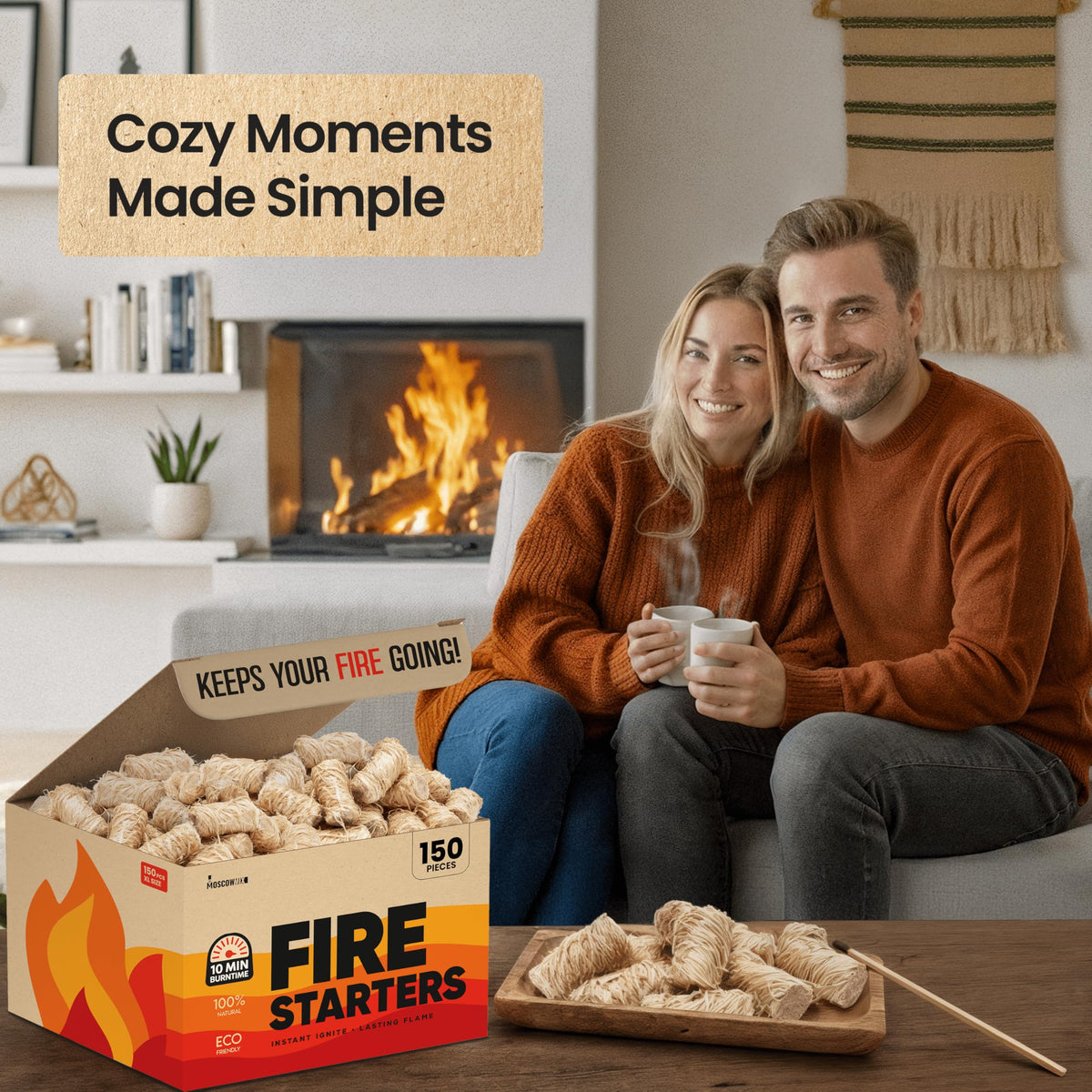 Moscow-Mix Fire Starter safe, eco-friendly wood-based ignition option.