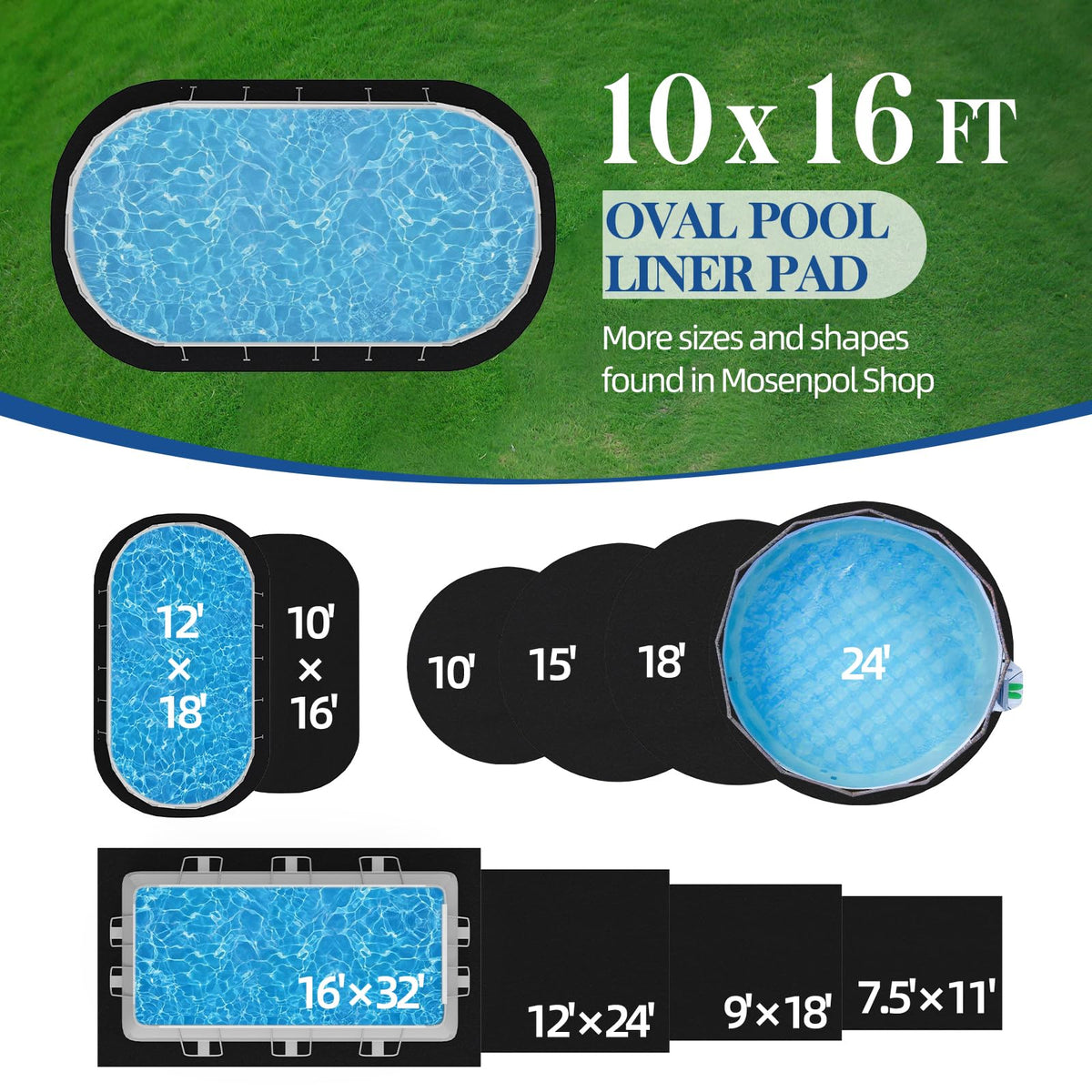 Mosenpol thickened felt pool pad shields liner from punctures and tears.
