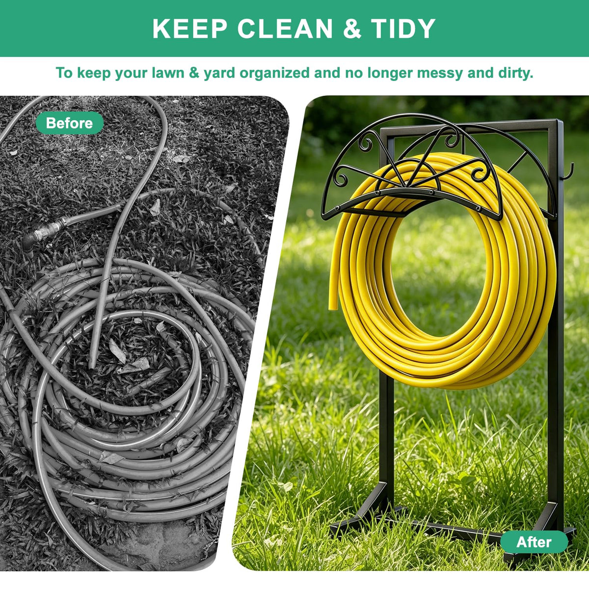 MOSIKEN five-spikes anchoring base ensures sturdy support for long hoses