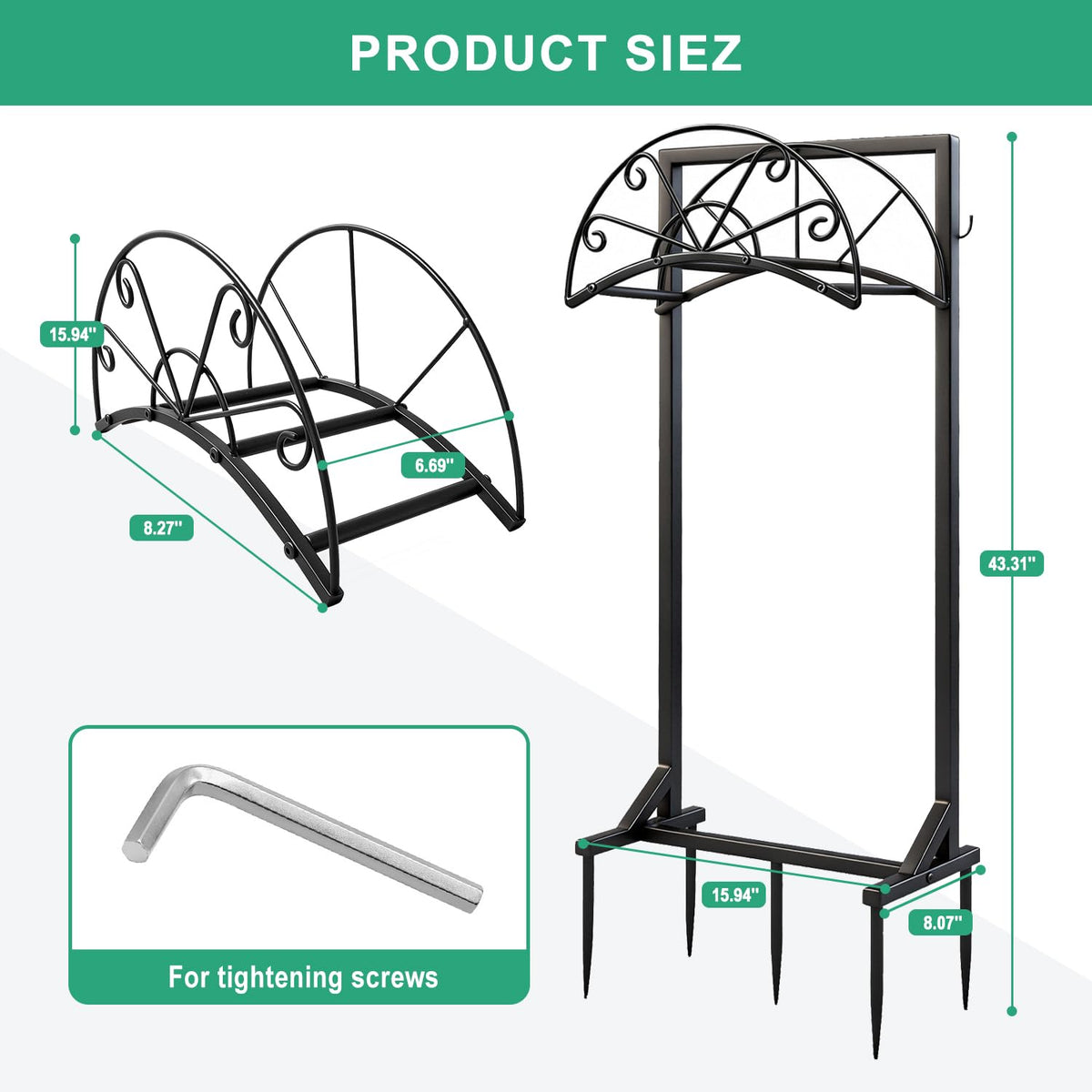 MOSIKEN freestanding hose rack shown ready to reposition across outdoor spaces