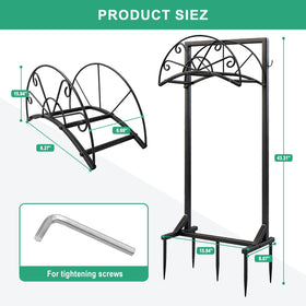 MOSIKEN freestanding hose rack shown ready to reposition across outdoor spaces