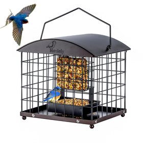 Mosloly caged suet feeder dual purpose design attracts backyard birds