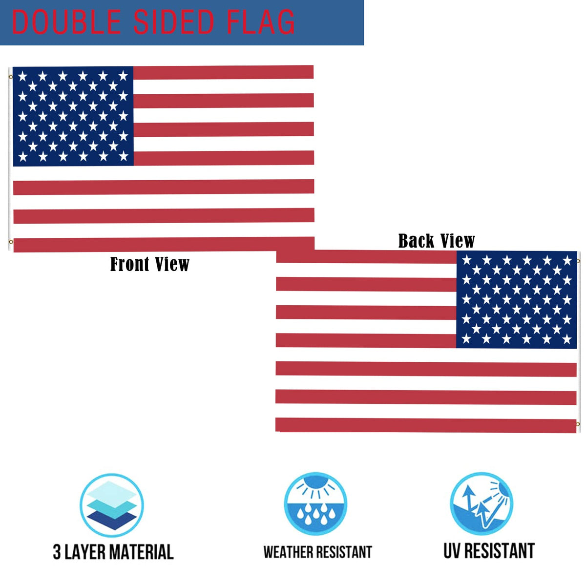 Mosprovie heavy-duty US flag 2x3 designed for outdoor durability and sun resistance