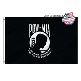 Mosprovie Pow Mia flag, double-sided design for readable imagery from both directions outdoors.