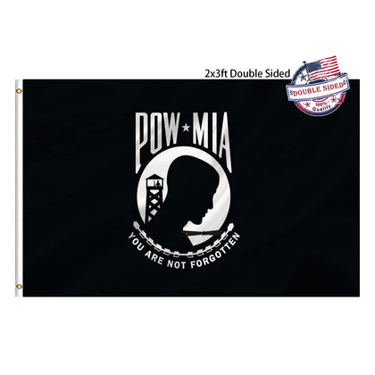 Mosprovie Pow Mia flag, double-sided design for readable imagery from both directions outdoors.