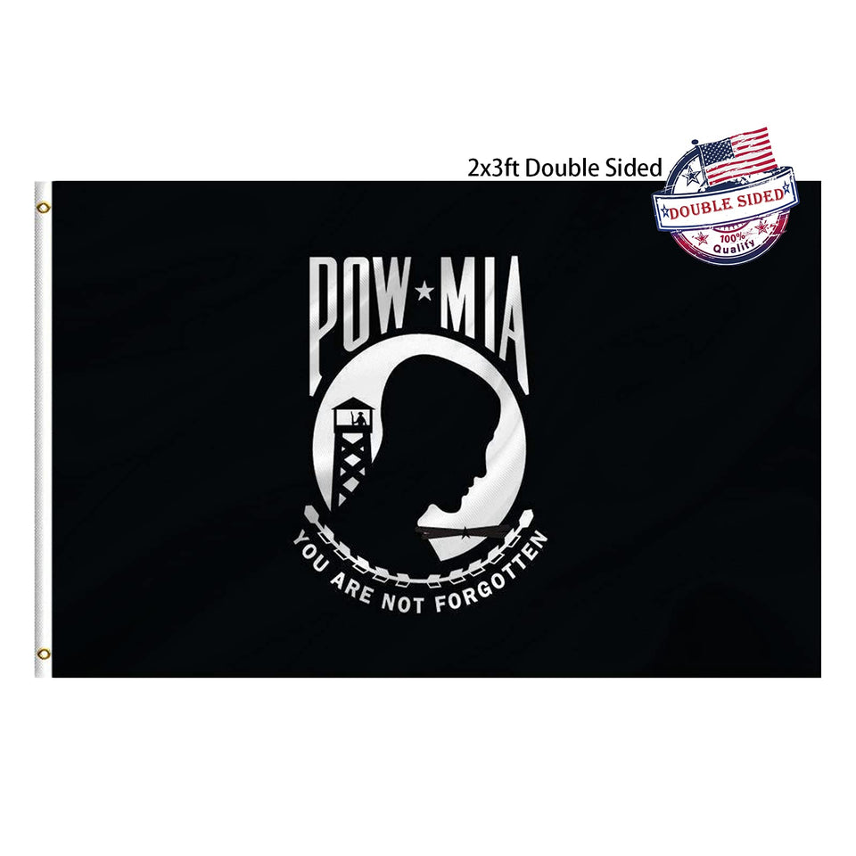 Mosprovie Pow Mia flag, double-sided design for readable imagery from both directions outdoors.