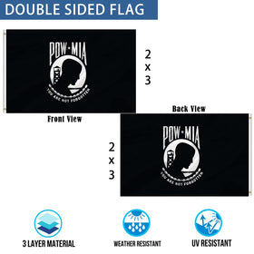 Mosprovie Pow Mia flag features canvas header and four-row stitching for durability.
